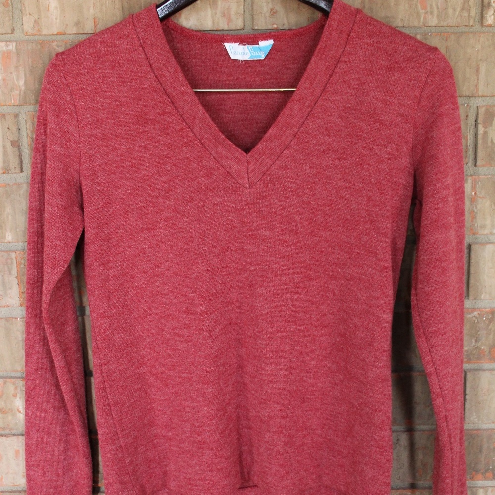 V- Neck Red Long Sleeve